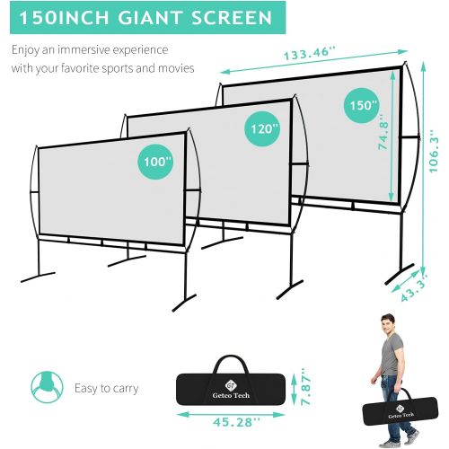  [아마존베스트]Blina Projector Screen with Stand, 120 inch Outdoor Movie Screen,Portable Projector Screen, Projection Screen Outdoor for Home