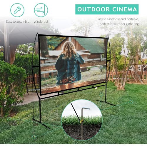  [아마존베스트]Blina Projector Screen with Stand, 120 inch Outdoor Movie Screen,Portable Projector Screen, Projection Screen Outdoor for Home