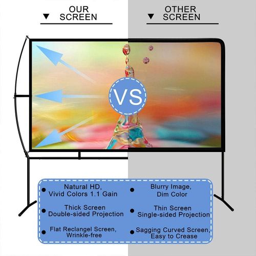  [아마존베스트]N\A Projector Screen with Stand Foldable Portable Movie Screen 120 Inch（16：9）, HD 4K Double Sided Projection Screen Indoor Outdoor Projector Movies Screen for Home Theater (120 Inch)