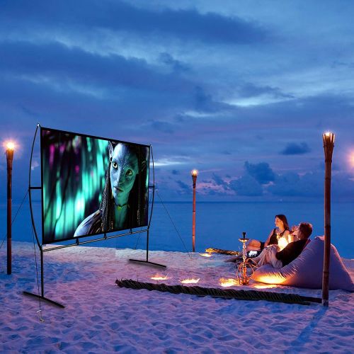  [아마존베스트]N\A Projector Screen with Stand Foldable Portable Movie Screen 120 Inch（16：9）, HD 4K Double Sided Projection Screen Indoor Outdoor Projector Movies Screen for Home Theater (120 Inch)