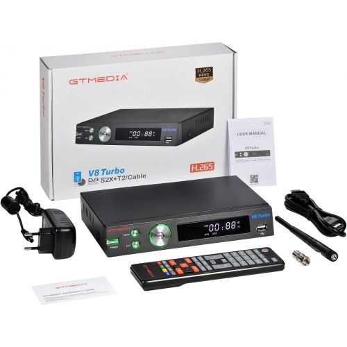  [아마존베스트]GT MEDIA V8 Turbo Digital Satellite Receiver Terrestrial Decoder with CA Card Slot for TIVASAT, DVB-S2X +T2 + Cable T2-MI, FTA Full HD 1080P/ H.265 10bit/ YouTube/ CCcam/ HDMI/ SCA