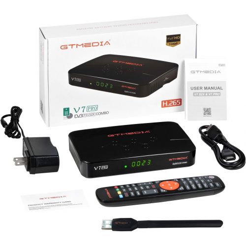  [아마존베스트]GT MEDIA V7 PRO Free to air FTA Digital Satellite Receiver with USB WiFi Antenna, DVB-S/S2/S2X Galaxy 19 Full HD 1080p H.265 HEVC 10bit, CA Card Slot, Support YouTube CCcam Biss au