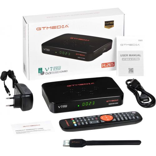  GT MEDIA V7 PRO Satellite Receiver HD DVB S2/S2X + DVB T/T2 Receiver Combo Full HD 1080p H.265 HEVC 10bit with Antenna WiFi USB / CA Card Slot Support PVR Recording Function Timesh