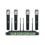 GTD Audio 4x800 Selectable Frequency Channels UHF Diversity Wireless Hand-held Microphone Mic System 787 (4 Handheld Mics)
