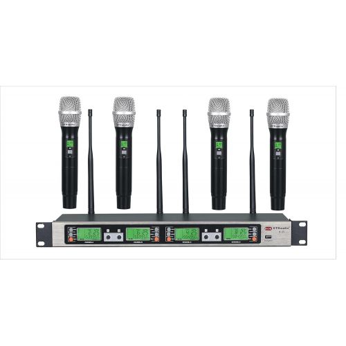  GTD Audio UHF 4 x100 Selectable Frequency Channel Professional 4 Hand-held Wireless microphone Mic System