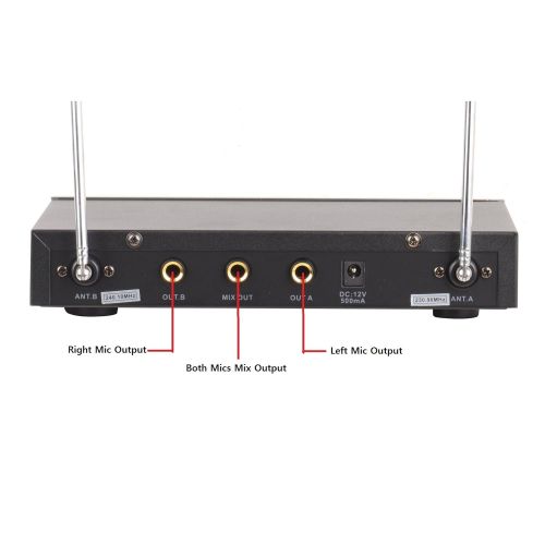 GTD Audio V-28H VHF Wireless Microphone System with 2 Hand held mics