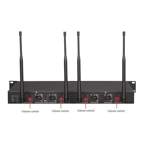  GTD Audio 4x800 Adjustable Channels UHF Diversity Wireless cordless Handheld Microphone Mic System Ideal for Church, Karaoke, Dj Party, Range 450ft (4 Handheld Mics)