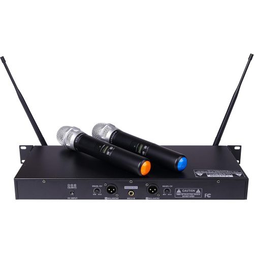  GTD Audio 2x100 Adjustable Channels UHF Wireless Cordless Handheld Microphone Mic System Ideal for Church, Karaoke, Dj Party, Range 400 ft,