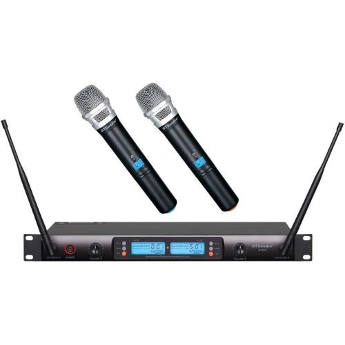  GTD Audio 2x100 Adjustable Channels UHF Wireless Cordless Handheld Microphone Mic System Ideal for Church, Karaoke, Dj Party, Range 400 ft,