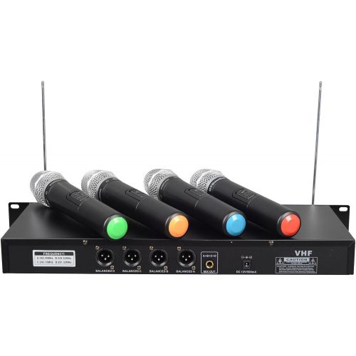  GTD Audio 4 Handheld Wireless Microphone Cordless mics System, Ideal for Church, Karaoke, Dj Party, Range up to 300 ft,