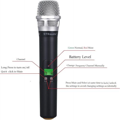  GTD Audio 4x800 Selectable Frequency Channel UHF Diversity Wireless Handheld Microphone Mic System 787 (4 Hand held Mics)