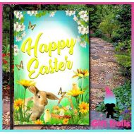 /GTHolidayShop Happy Easter Design3 Garden Flag - Welcome Sign - Yard Decor - Bunny - Personalized - Home Decoration - Easter Eggs
