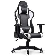 GTPOFFICE Gaming Chair Racing Style Office Swivel Computer Desk Chair Ergonomic Conference Executive Manager Work Chair PU Leather High Back Adjustable Task Chair (White-1)