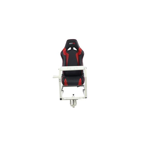 GTR Simulator GTA-WHT-S105LBKRD GTA Model Racing Simulator White Frame with BlackRed Real Racing Seat, Driving Simulator Cockpit Gaming Chair with Gear Shifter Mount
