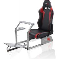 GTR Simulator GTR Racing Simulator GTA-S-S105LBKRD GTA Model Silver Frame with BlackRed Real Racing Seat, Driving Simulator Cockpit Gaming Chair with Gear Shifter Mount