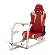 GTR Simulator GTA-WHT-S105LRDWHT GTA Model Racing Simulator White Frame with RedWhite Real Racing Seat, Driving Simulator Cockpit Gaming Chair with Gear Shifter Mount