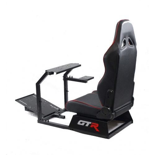  GTR Simulator GTR Racing Simulator GTA-BLK-S105LBKRD GTA Model Black Frame with BlackRed Real Racing Seat, Driving Simulator Cockpit Gaming Chair with Gear Shifter Mount