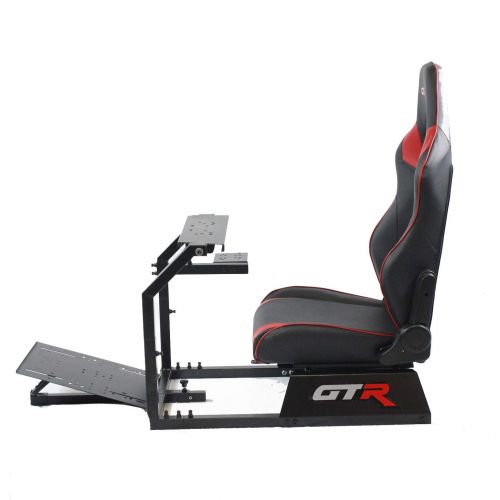  GTR Simulator GTR Racing Simulator GTA-BLK-S105LBKRD GTA Model Black Frame with BlackRed Real Racing Seat, Driving Simulator Cockpit Gaming Chair with Gear Shifter Mount