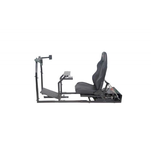  GTR Simulator GTR Racing Simulator GTM-BLK-S105LBK GTM Motion Simulator Model Black Frame with Black Real Racing Seat, Driving Simulator Cockpit Gaming Chair with Gear Shifter Mount