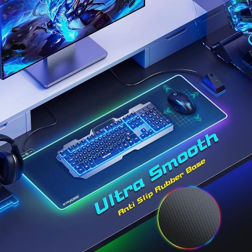  Gtracing RGB Gaming Mouse Pad-Large Extended Soft LED Mousepad with 12 Lighting Modes, Computer Keyboard Mousepads Mat,Big Desk Mat for Laptop Office Home-31.5 X 12 Inch-Black