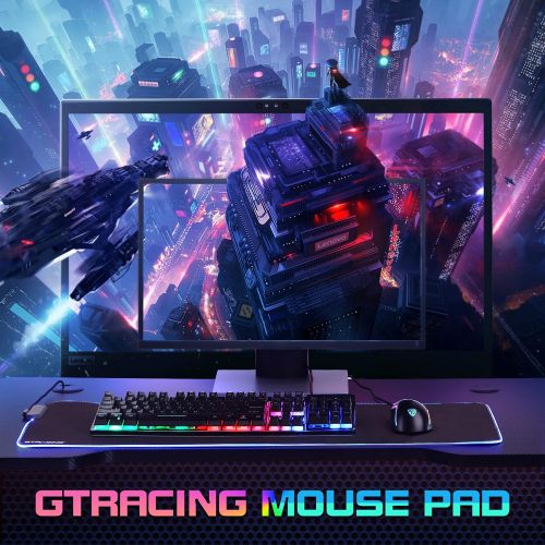  Gtracing RGB Gaming Mouse Pad-Large Extended Soft LED Mousepad with 12 Lighting Modes, Computer Keyboard Mousepads Mat,Big Desk Mat for Laptop Office Home-31.5 X 12 Inch-Black