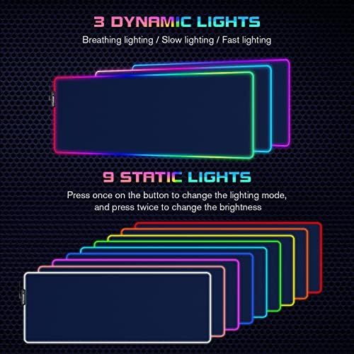  Gtracing RGB Gaming Mouse Pad-Large Extended Soft LED Mousepad with 12 Lighting Modes, Computer Keyboard Mousepads Mat,Big Desk Mat for Laptop Office Home-31.5 X 12 Inch-Black