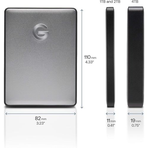  G-Technology 5TB G-DRIVE Mobile USB-C (USB 3.1 Gen 1) Portable External Hard Drive, Space Gray - 0G10477-1