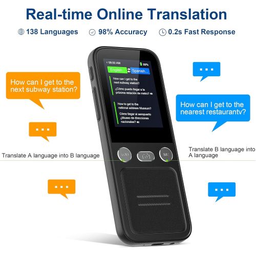  GUFAOWI Language Translator Device for All Languages, Support 138 Languages Online Translation, Photo Translation, Offline Translation, Portable Instant Two Way Translator with 98% Accurac