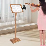 Portable Bamboo Music Stand, Height-Adjustable 3.28-4.27ft Music Stand,Sheet Music Stand, Professional Music Stand (Brown)