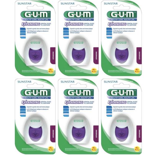  GUM Expanding Dental Floss 2030-40m - 43.3 Yd (Pack of 6) Total of 240m or 259.8 Yds - Sealed...