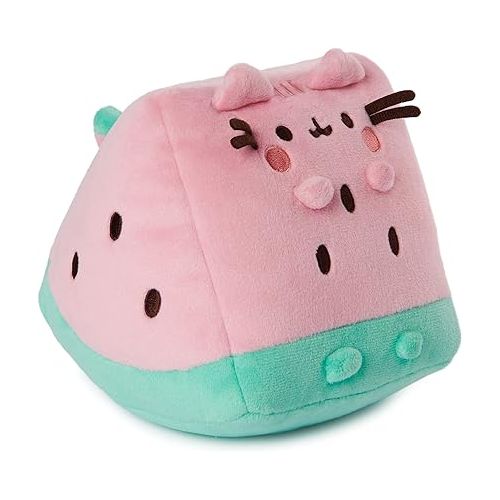  GUND Pusheen Watermelon Plush, Cat Stuffed Animal for Ages 8 and Up, Pink/Green, 6”