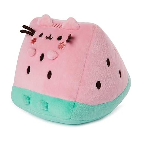  GUND Pusheen Watermelon Plush, Cat Stuffed Animal for Ages 8 and Up, Pink/Green, 6”