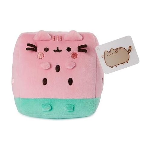  GUND Pusheen Watermelon Plush, Cat Stuffed Animal for Ages 8 and Up, Pink/Green, 6”