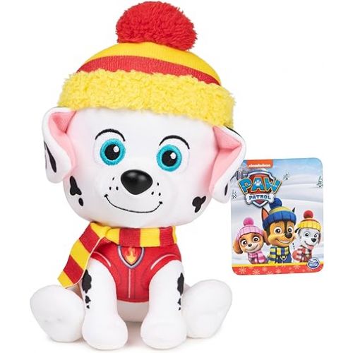  GUND PAW Patrol Holiday Winter Marshall in Scarf and Hat, Officially Licensed Plush Toy for Ages 1 and Up, 6”