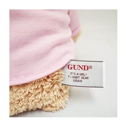  GUND It’s a Girl T-Shirt Teddy Bear Stuffed Animal Plush in Pink, 12” , Tan