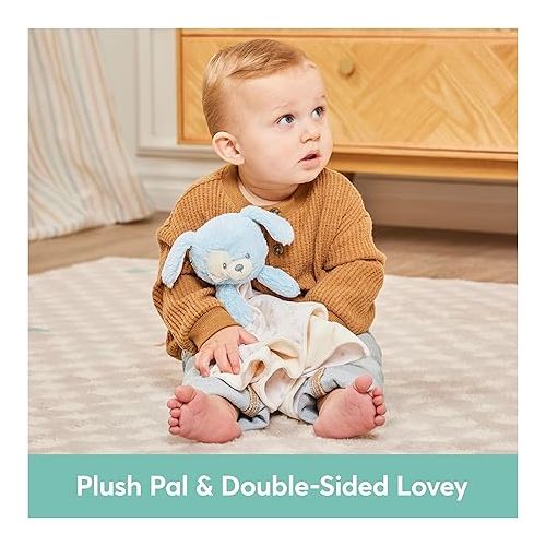  GUND Baby Sustainably Soft Puppy Lovey, Stuffed Animal Plush Blanket Made from 100% Recycled Materials, for Babies and Newborns, Blue/Cream, 10”