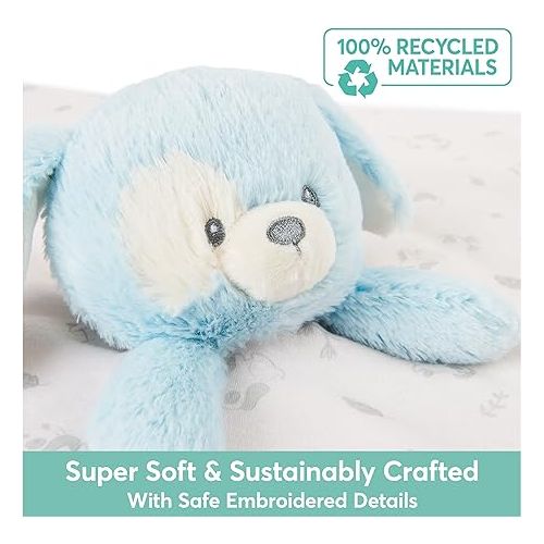  GUND Baby Sustainably Soft Puppy Lovey, Stuffed Animal Plush Blanket Made from 100% Recycled Materials, for Babies and Newborns, Blue/Cream, 10”