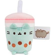 GUND Pusheen Boba Tea Cup Plush Cat Stuffed Animal for Ages 8 and Up, Green/Pink, 6”