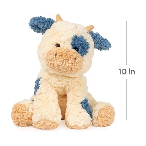  GUND Cozys Collection Cow, Stuffed Animal for Ages 1 and Up, Spring Decor Plush Toy, Cream/Blue, 10”