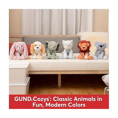  GUND Cozys Collection Cow, Stuffed Animal for Ages 1 and Up, Spring Decor Plush Toy, Cream/Blue, 10”