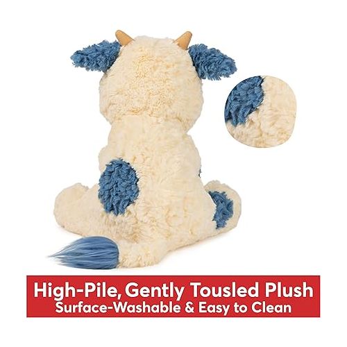  GUND Cozys Collection Cow, Stuffed Animal for Ages 1 and Up, Spring Decor Plush Toy, Cream/Blue, 10”
