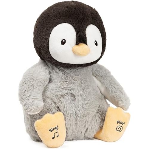  GUND Baby Animated Kissy The Penguin Plush, Singing Stuffed Animal Baby Toy for Ages 0 and Up, Black/White/Grey, 12