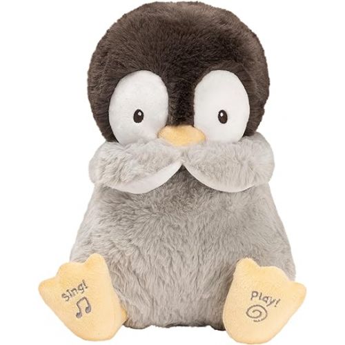  GUND Baby Animated Kissy The Penguin Plush, Singing Stuffed Animal Baby Toy for Ages 0 and Up, Black/White/Grey, 12