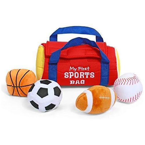  [아마존베스트]GUND Baby My First Sports Bag Stuffed Plush Playset, 5 Piece, 8