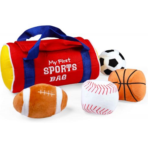  [아마존베스트]GUND Baby My First Sports Bag Stuffed Plush Playset, 5 Piece, 8