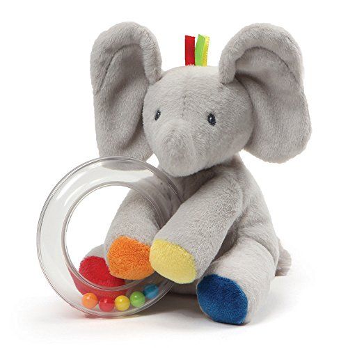  Baby GUND Flappy the Elephant Stuffed Animal Rattle Plush Toy, 5”