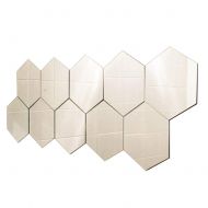 GUOWEI Mirror Wall-Mounted High-Definition Frameless Decoration Hexagon Wall Stickers Simple, 10 Pieces (Color : White, Size : Diagonal -21cm)