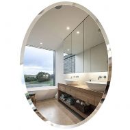 GUOWEI Mirror Wall-Mounted Floating Bathroom High Definition Carved Frameless Makeup Oval, 3 Sizes (Color : Silver, Size : 60x45cm)