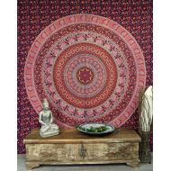 Marke: Guru-Shop Guru-Shop Indisches Mandala Tuch, Wandtuch, Tagesdecke Mandala Druck - Rot, Baumwolle, 230x210 cm, Bettueberwurf, Sofa UEberwurf