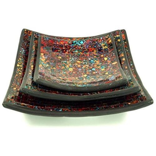  Marke: Guru-Shop Guru-Shop Eckige Mosaikschale, Untersetzer, Dekoschale, Handgearbeitete Keramik & Glas Obst Schale - Design 5, Mehrfarbig, Groesse: Mittel (25x25 Cm), Schalen